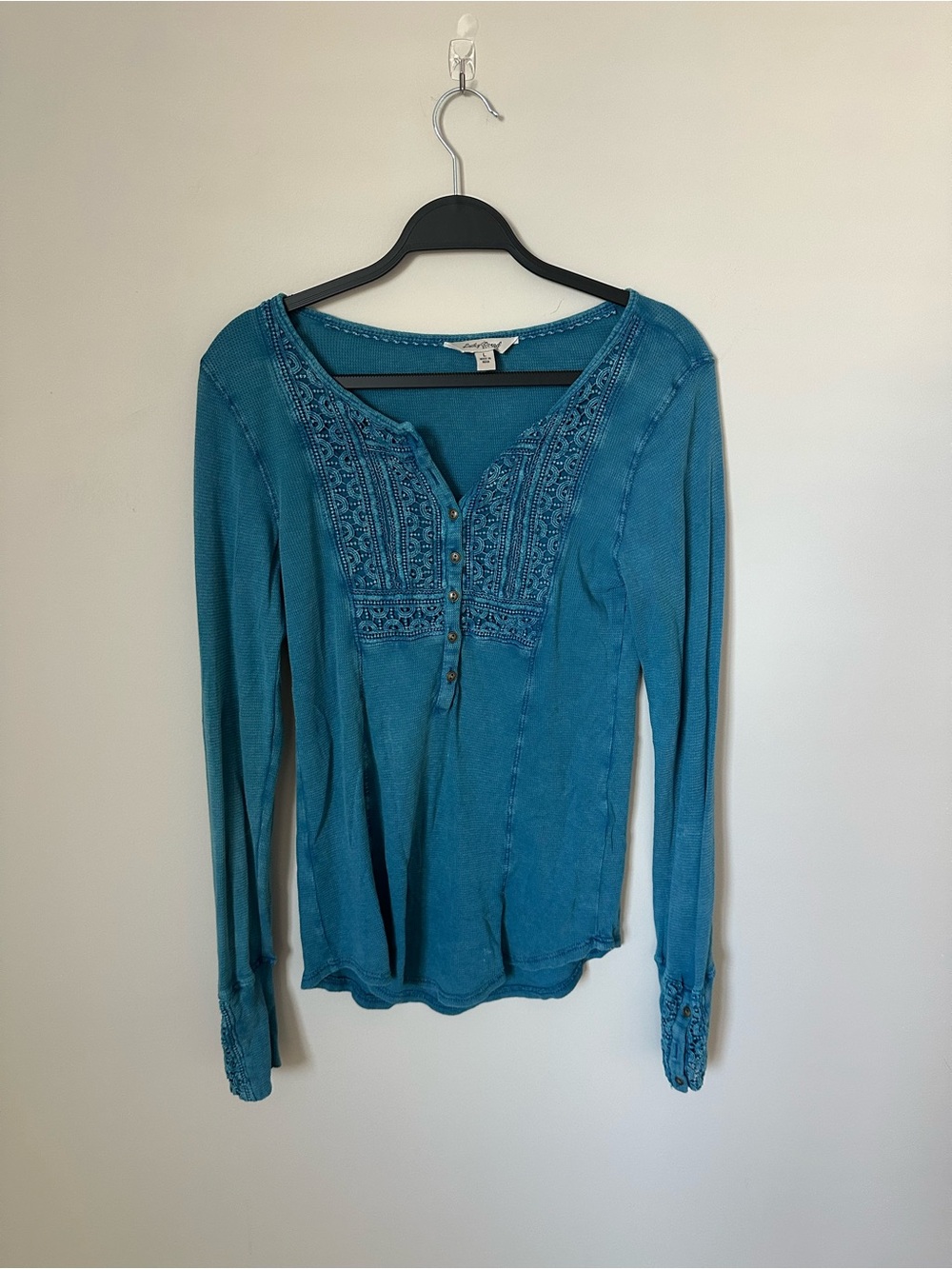 Lucky Brand blue Long-Sleeve Henley Top